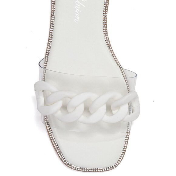 Ninety Union White Chain Link Clear Transparent Vinyl Slide Sandals 7 New in Box - Picture 3 of 7